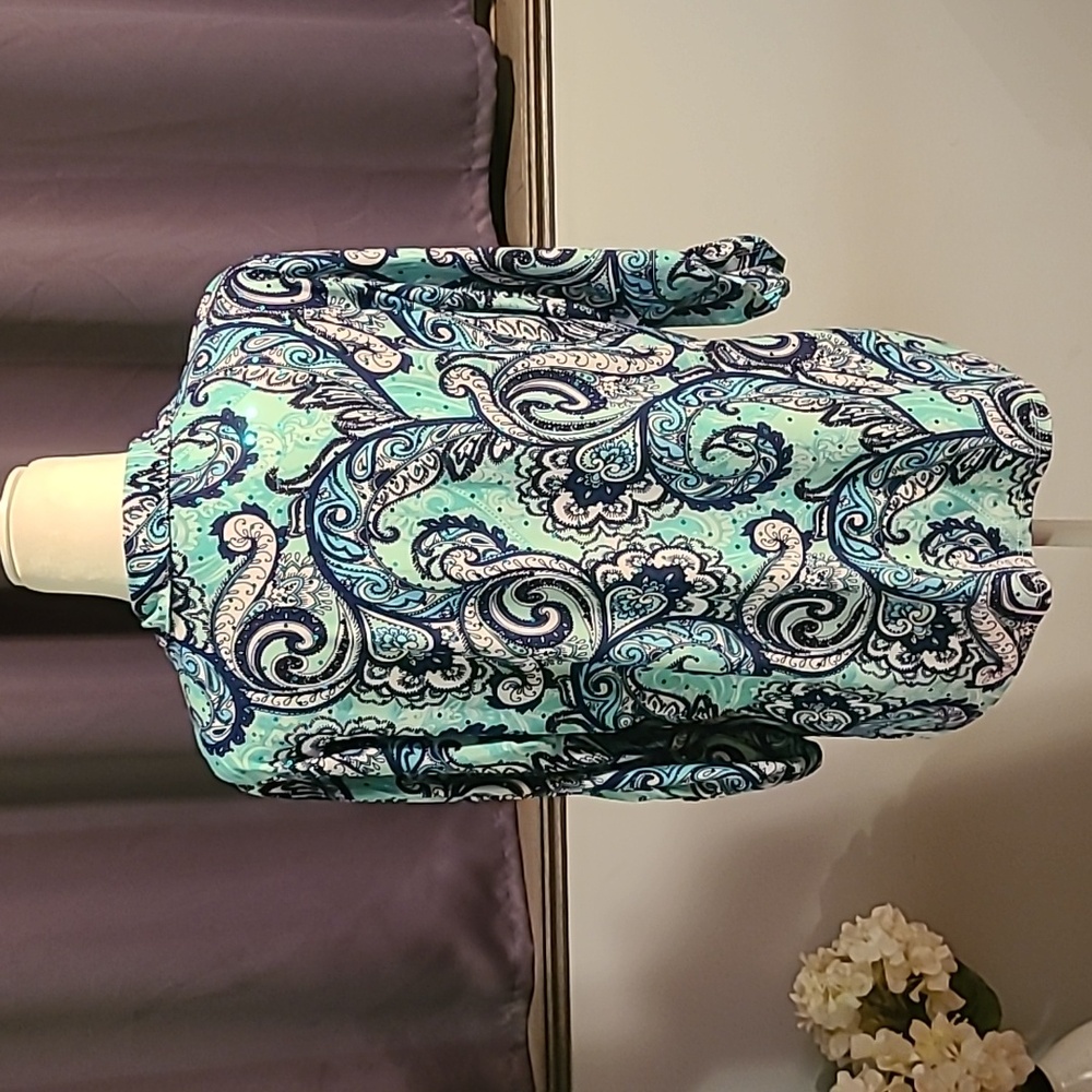 Emily Daniels Embellished Paisley Print Blouse - Mint Green And Navy - Large - Picture 5 of 10
